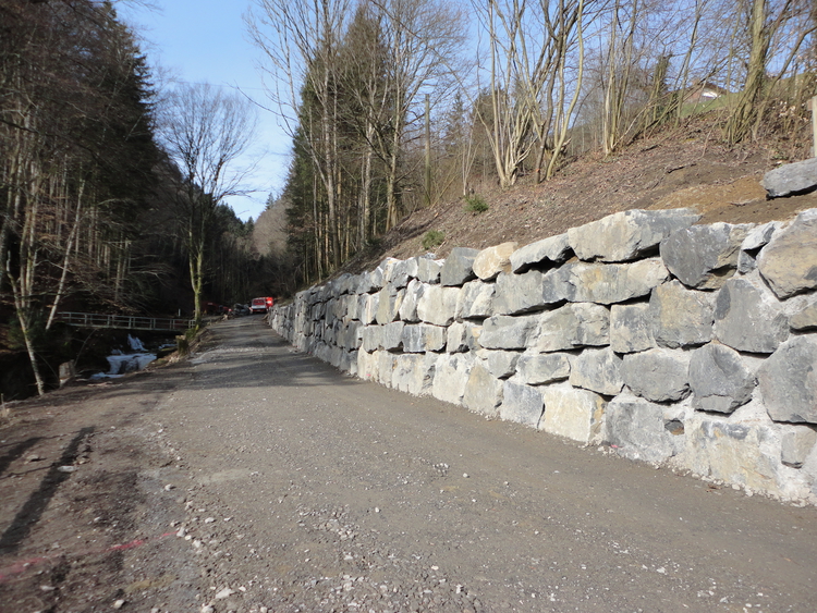 Die Papieristrasse wurde für den Bau und den Betrieb des Holzrückhalts ausgebaut